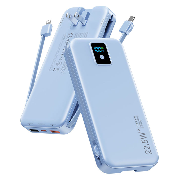 Power bank with digital LCD display and integrated charger Stornfield