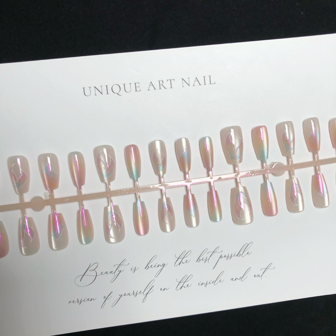 Iridescent Floral Press-On Nail Set