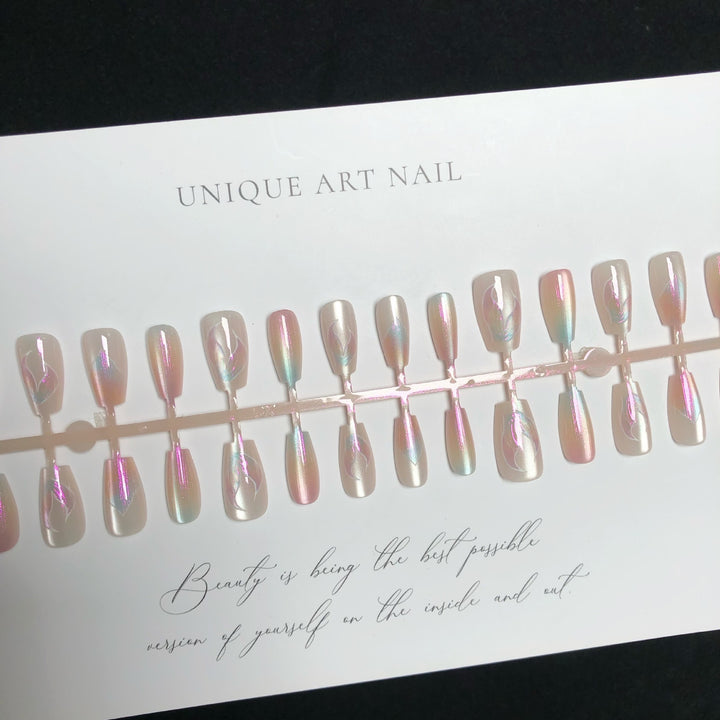 Iridescent Floral Press-On Nail Set