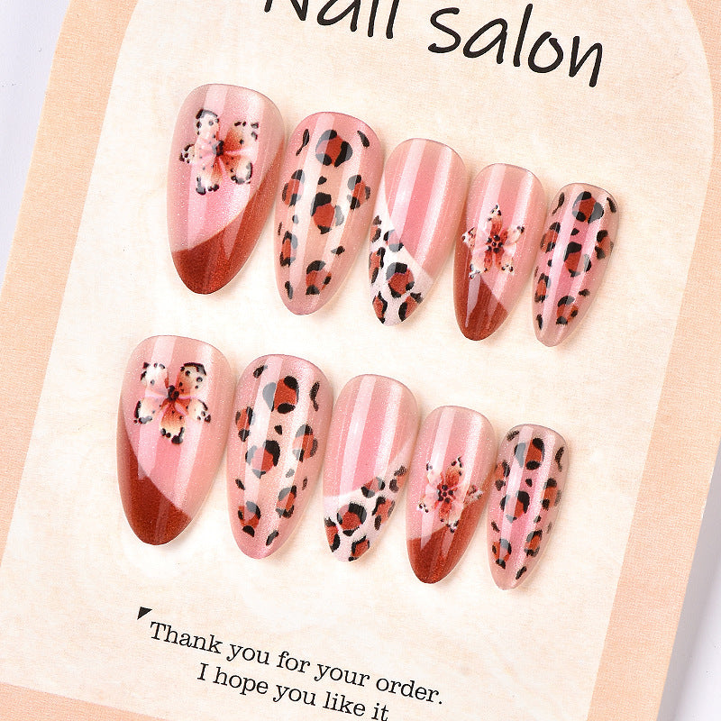 Artistic Floral and Leopard Print Press-On Nail Set Stornfield