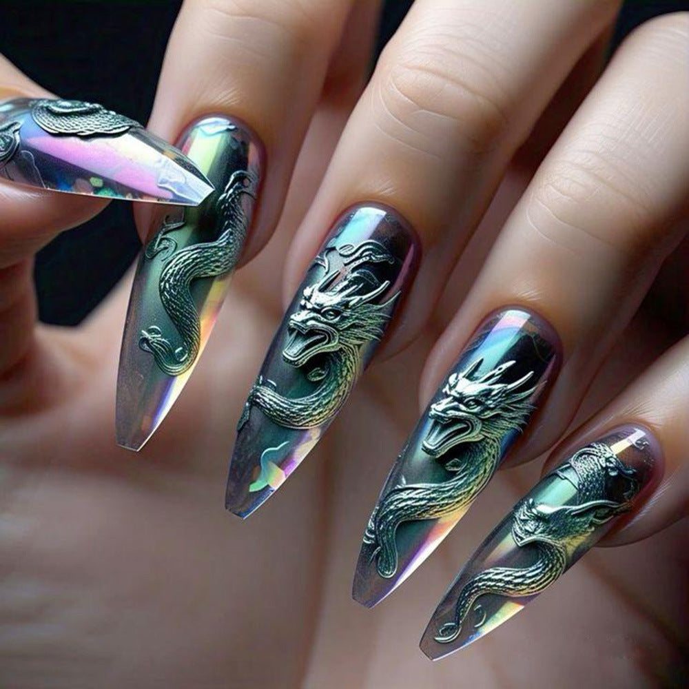 Artificial nails with impressive dragon relief Stornfield