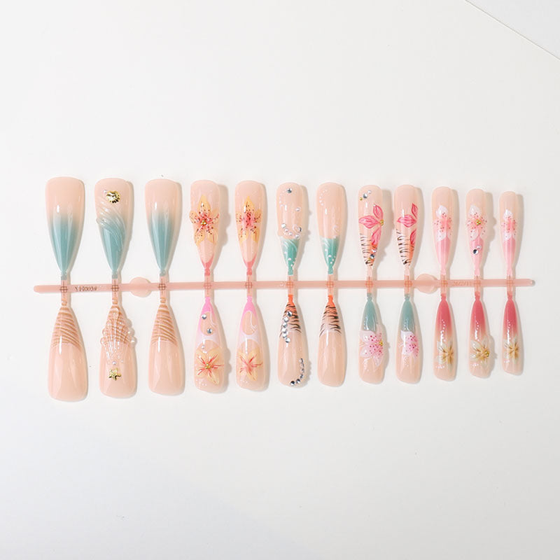 Artistic Floral Design Press-On Nail Tips Set Stornfield