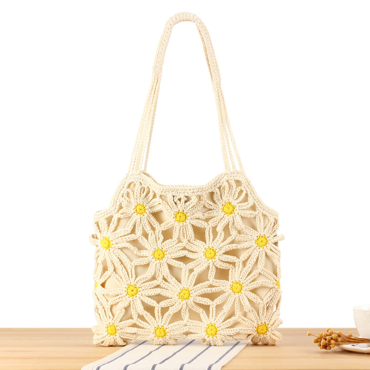 Handcrafted macrame bag with floral accents Stornfield