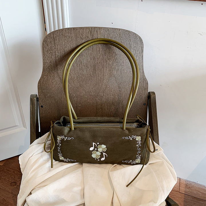 Embroidered Suede Handbag