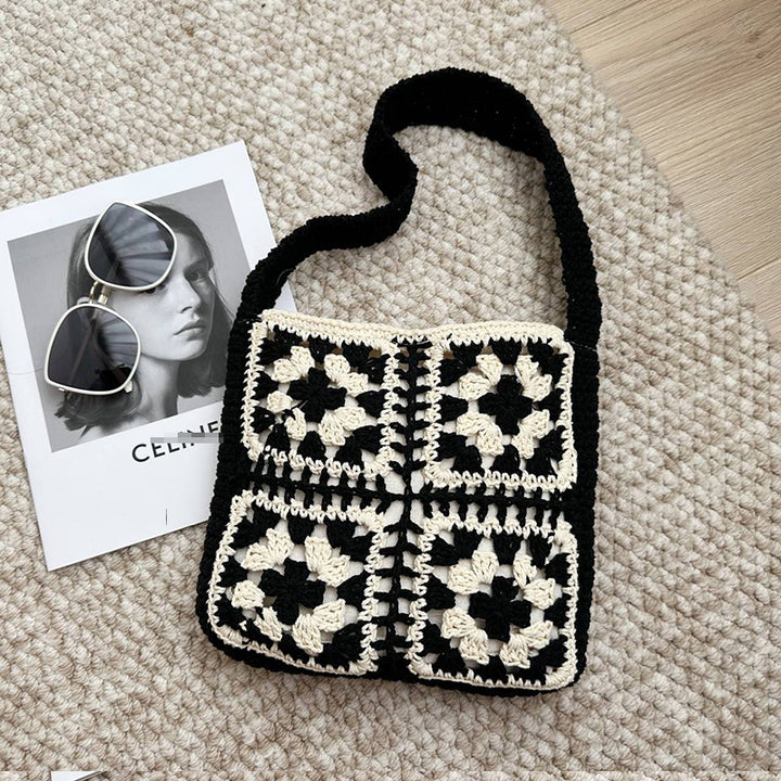 Crocheted shoulder bag with folkloric design Stornfield