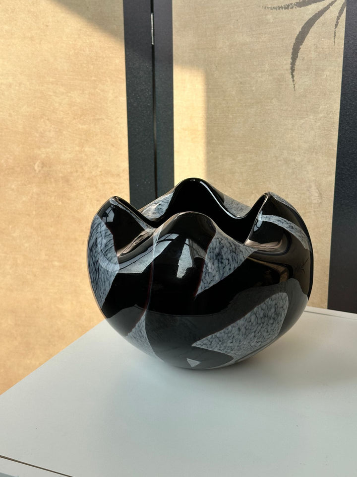 Sculptural Handcrafted Decorative Glass Centerpiece Bowl Stornfield