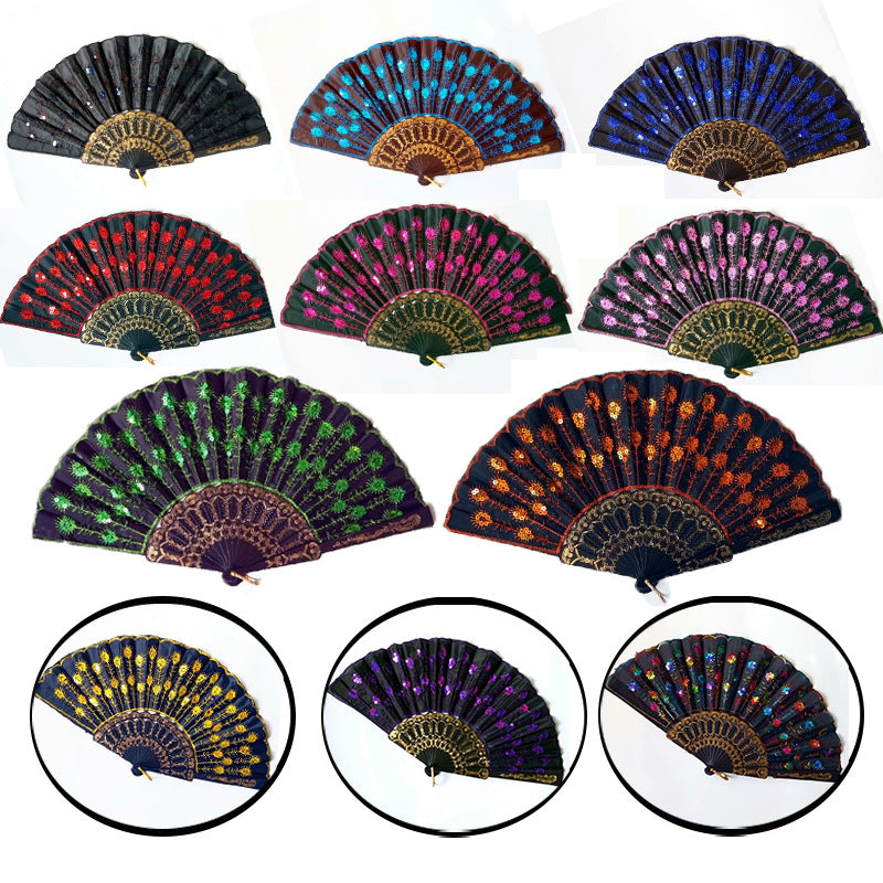 Women's high-quality lace fan with artistic floral motifs Stornfield
