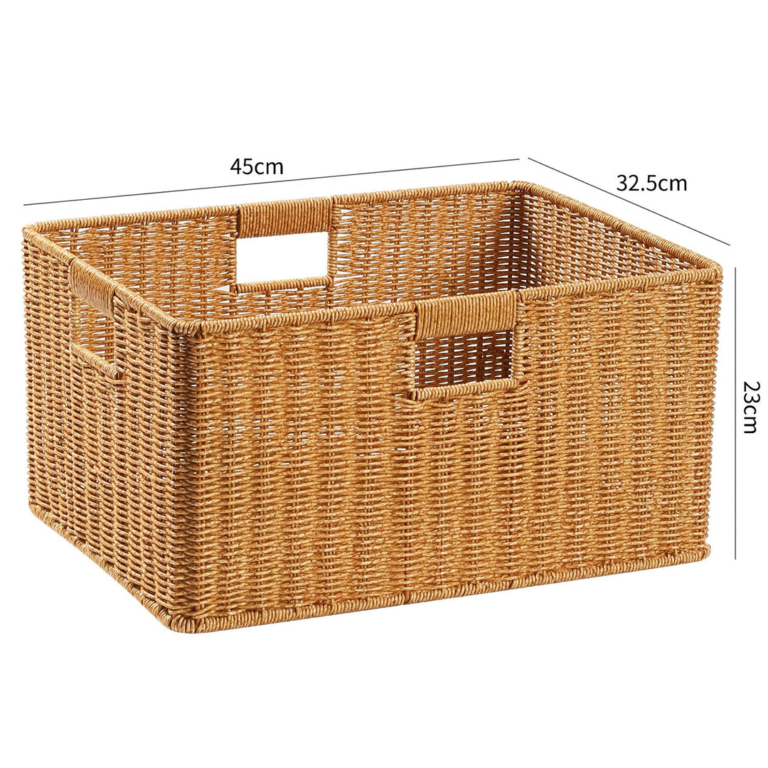 Handwoven Rectangular Storage Basket with Cut-Out Handles Stornfield