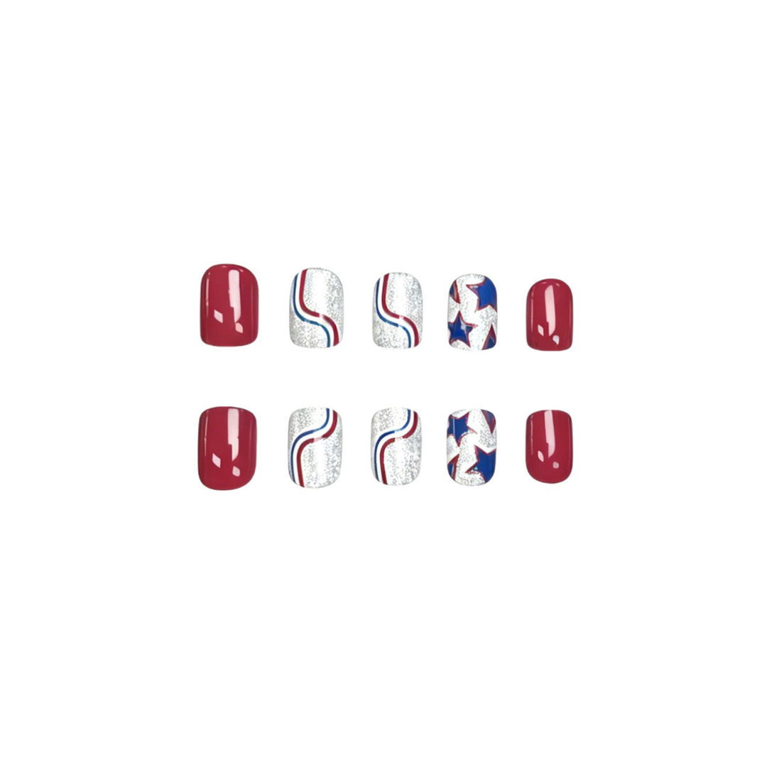 Festive Glittery Star and Stripe Nail Art Stornfield
