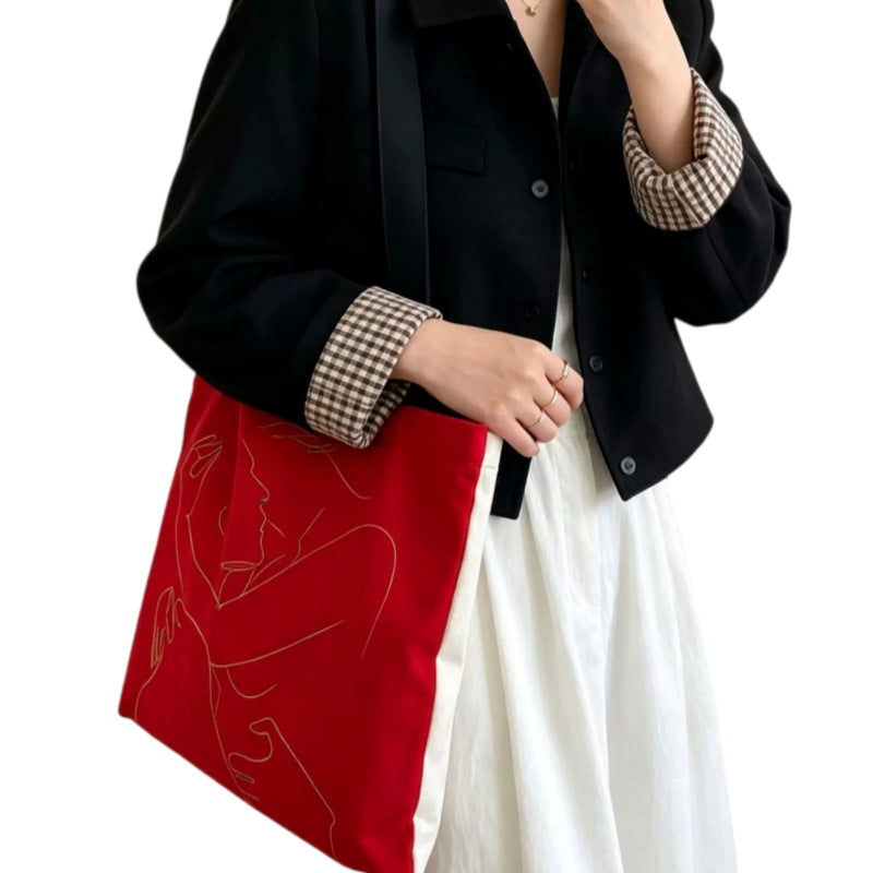 Chic Line Art Canvas Tote Bag