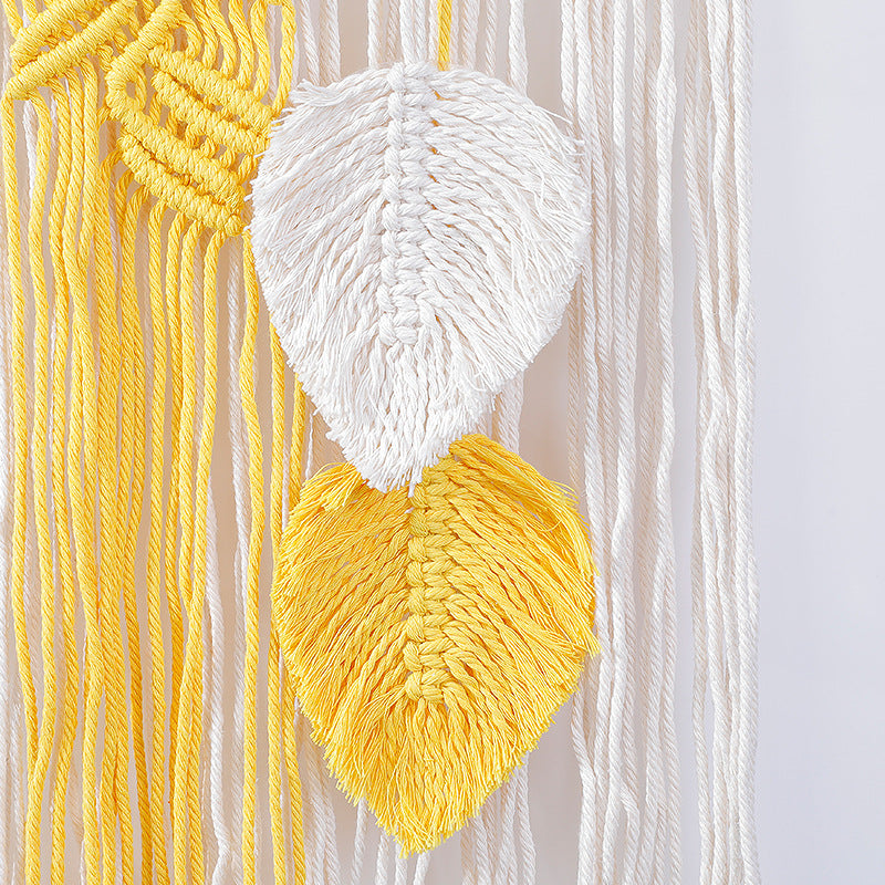Macrame Wall Hanging with Modern Fringe and Stylish Leaf Elements Stornfield