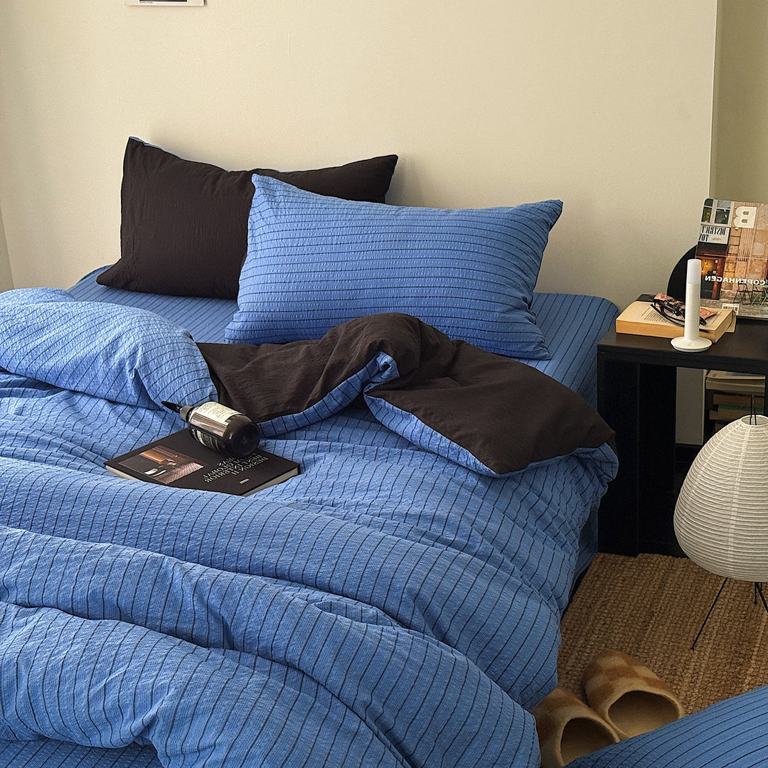 Striped Soft Cotton Bed Cover Set