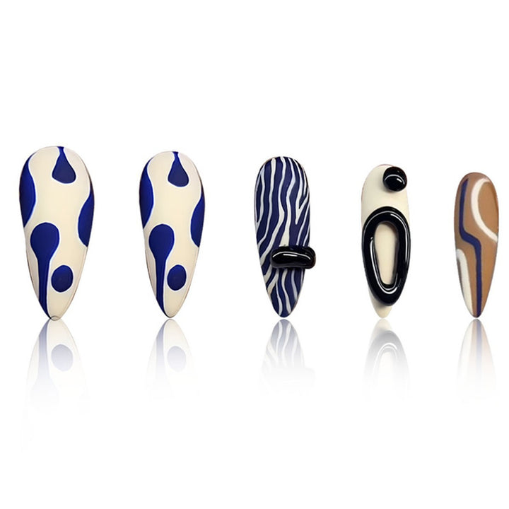 Artistic Abstract Pattern Press-On Nail Extensions Stornfield