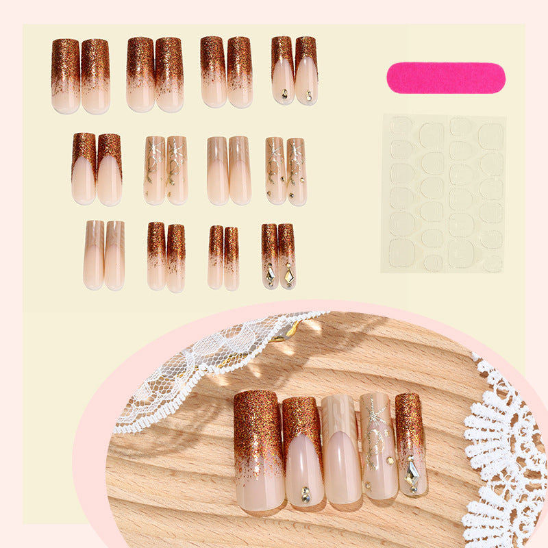 Glamorous artificial nail set with glitter and elegant embellishments Stornfield