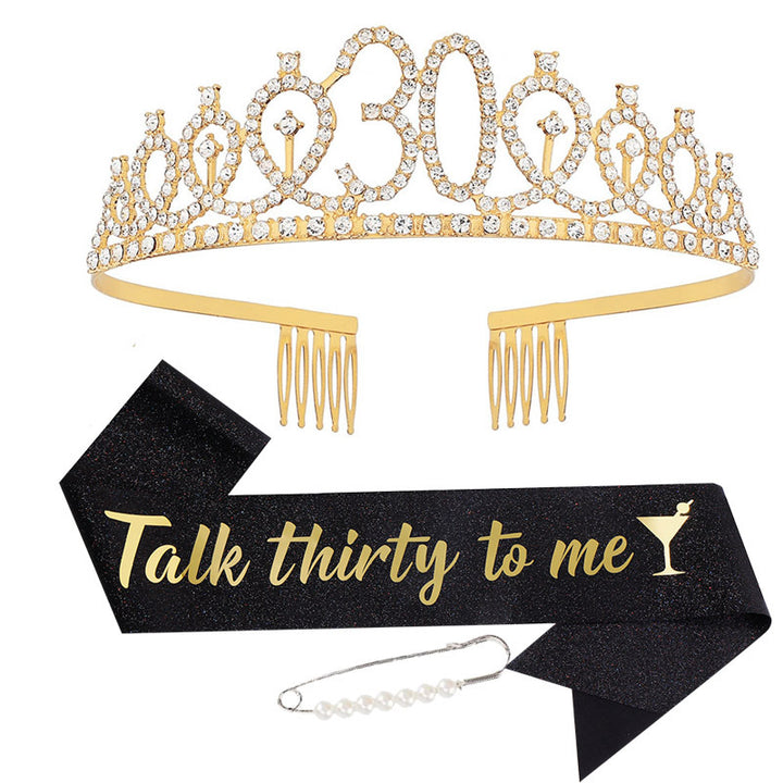Ladies Glittering Birthday Sash with Festive Print Stornfield