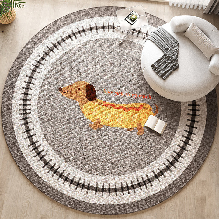 Round Dog-Themed Area Rug