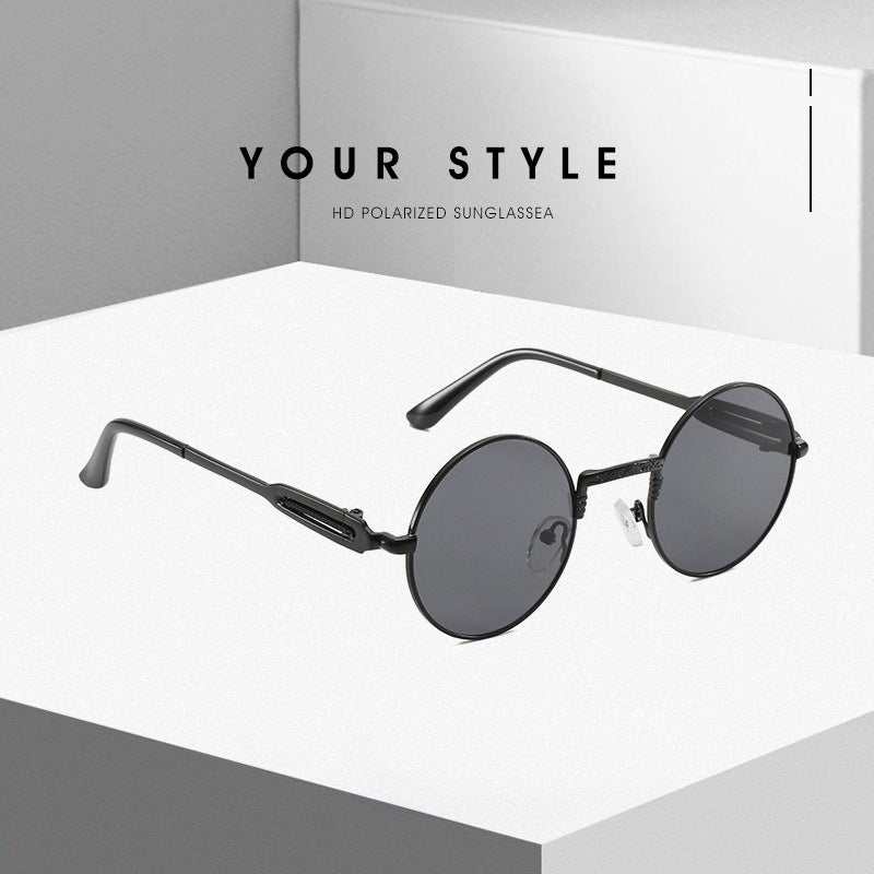 Women's round fashionable sunglasses with fine metal frame Stornfield