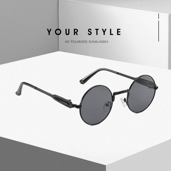 Women's round fashionable sunglasses with fine metal frame Stornfield