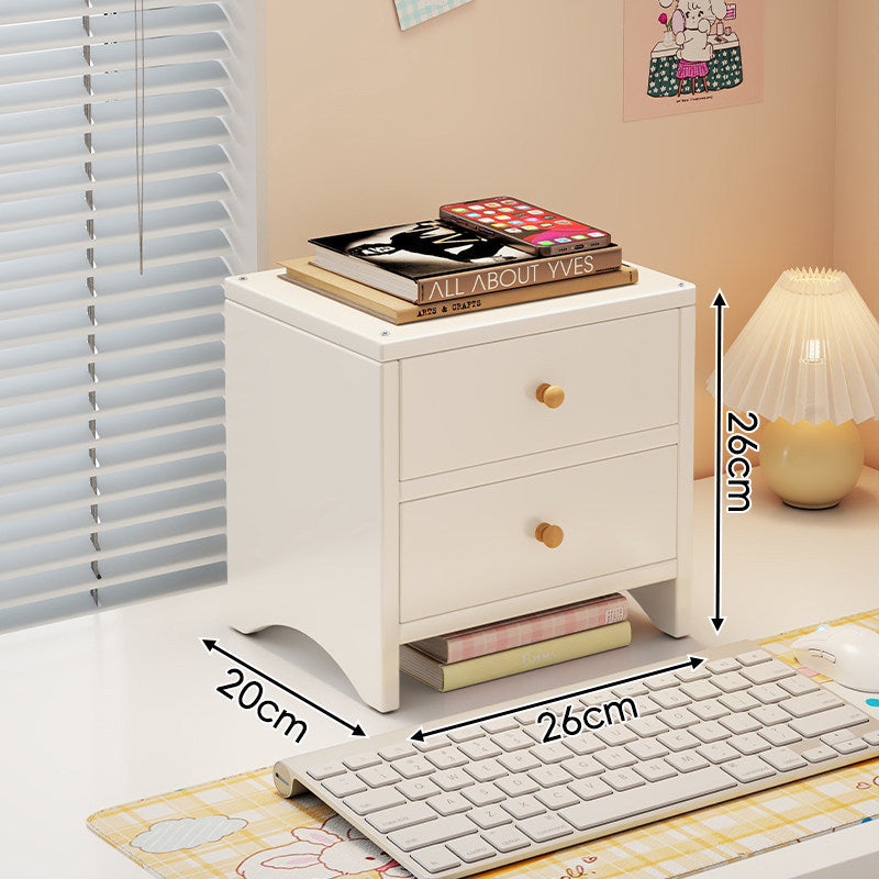 Wooden Dual-Drawer Monitor Riser Desk Organizer