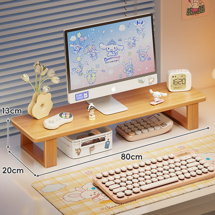 Bamboo Monitor Stand Riser with Under-Shelf Storage Organizer
