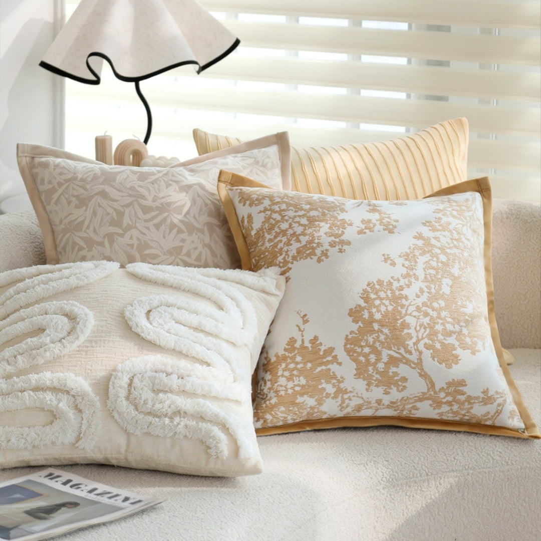 Elegant cushion with floral embroidery details