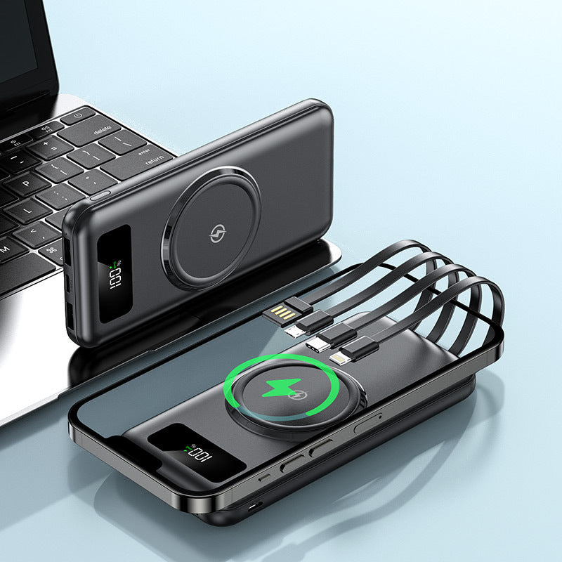 Portable power bank with integrated Qi charging function and digital display Stornfield