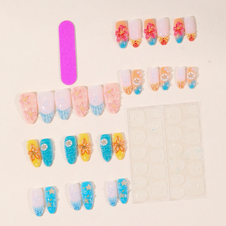 Extravagant Coastal Floral Nail Art Extensions Stornfield