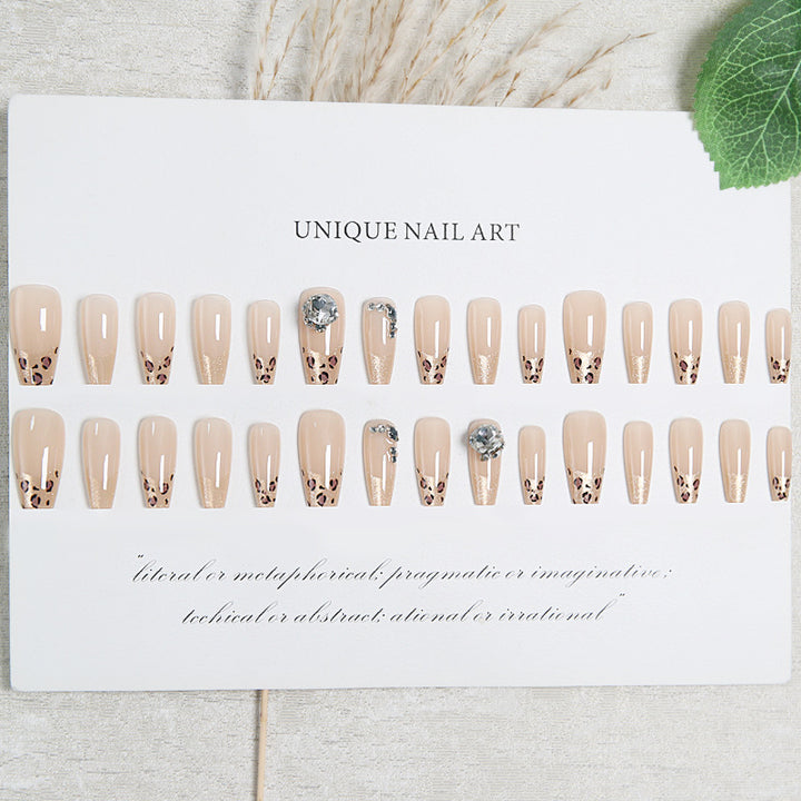 Artificial nail set with glitter and leopard design Stornfield