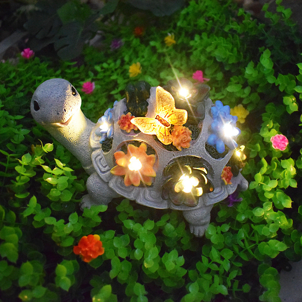 Solar Powered Succulent Turtle Garden Planter Night Light Ornament Stornfield