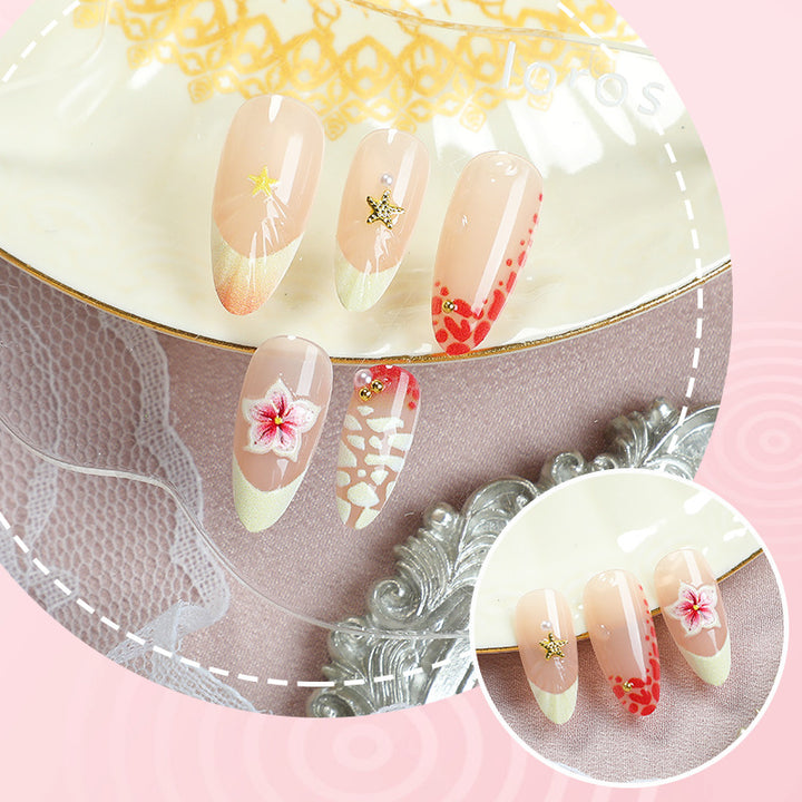 Artistic Floral-Embossed Press-On Nails