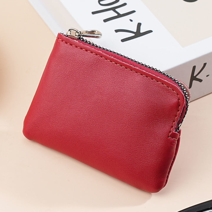 Compact Zippered Leather Card Pouch