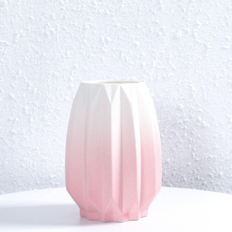 Textured Geometric Ceramic Flower Vase Stornfeild
