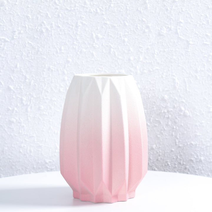 Textured Geometric Ceramic Flower Vase Stornfeild