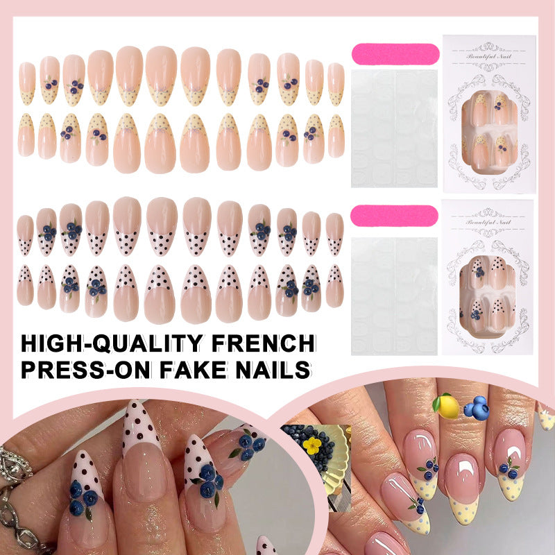 French Tip Floral Press-On Nail Set Stornfield