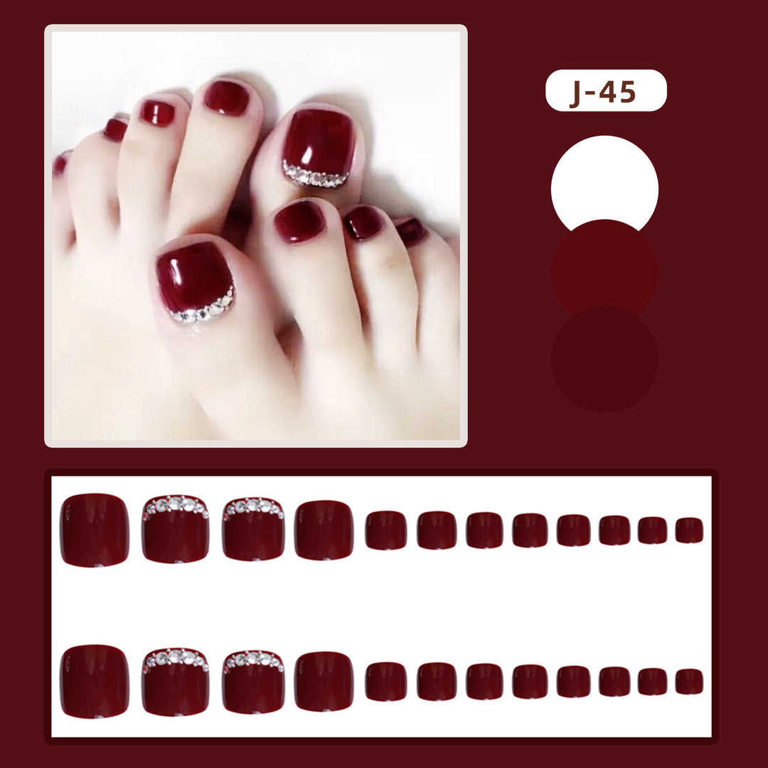 Glossy Press-On Nail Art Set with Rhinestone Accents Stornfield