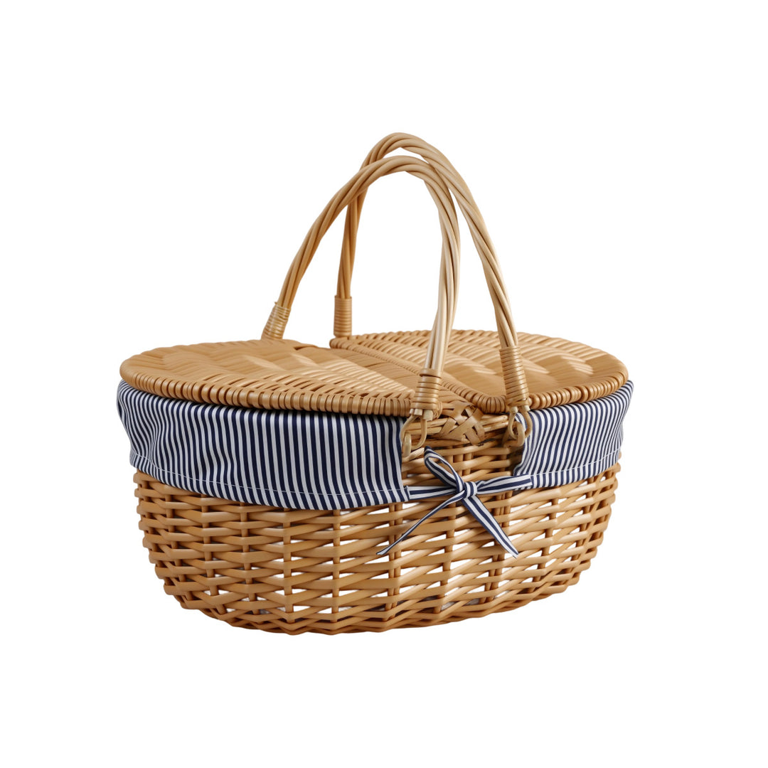 Women’s basket with decorative gingham fabric trim and sturdy handles Stornfield