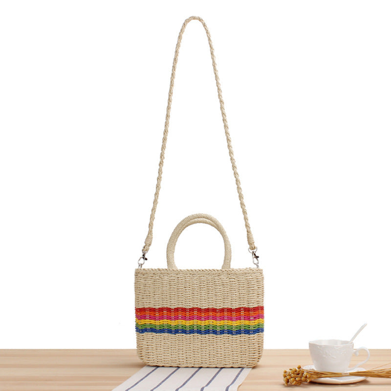 Braided shoulder bag with colorful striped design Stornfield