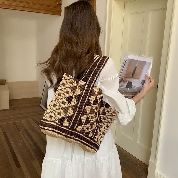 Handwoven Macrame Tote Bag with Geometric Pattern Stornfield