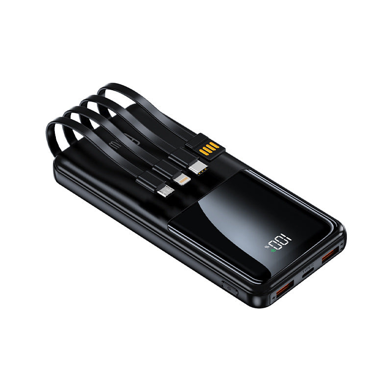 Portable power bank with integrated charging cables and LED battery status indicator Stornfield