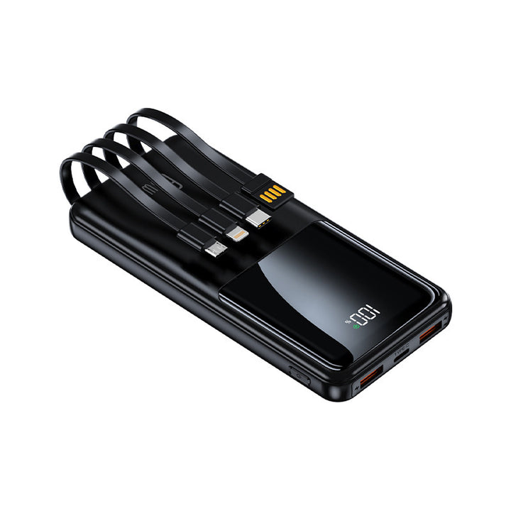 Portable power bank with integrated charging cables and LED battery status indicator Stornfield