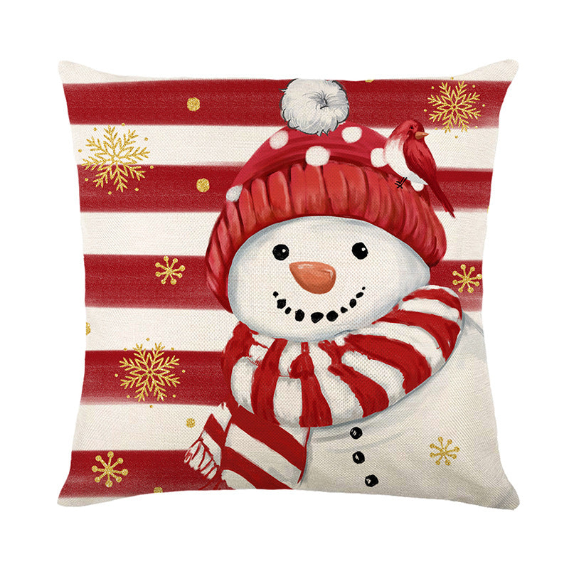 Decorative Linen-Texture Christmas Tree Throw Pillow Cover with Merry Christmas Script