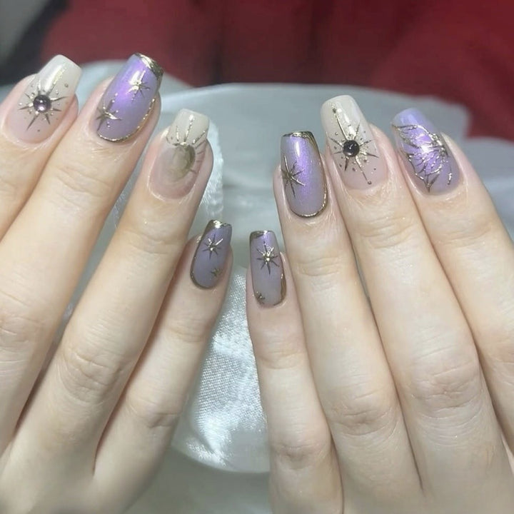 Celestial-Themed Press-On Nail Art Set