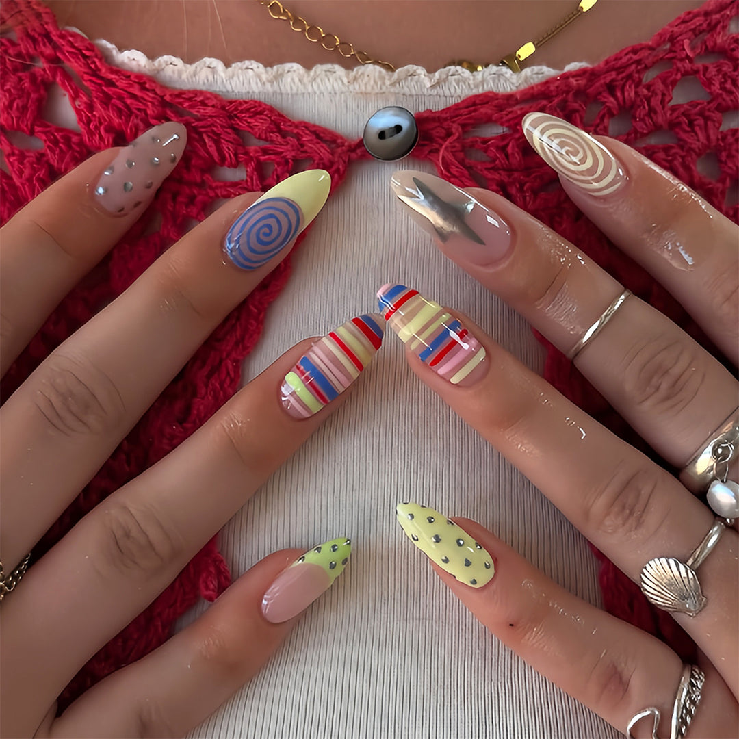 Artificial nails with creative geometric design Stornfield