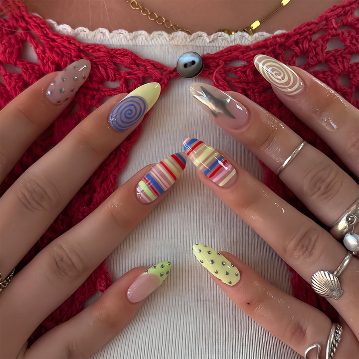 Artificial nails with creative geometric design Stornfield