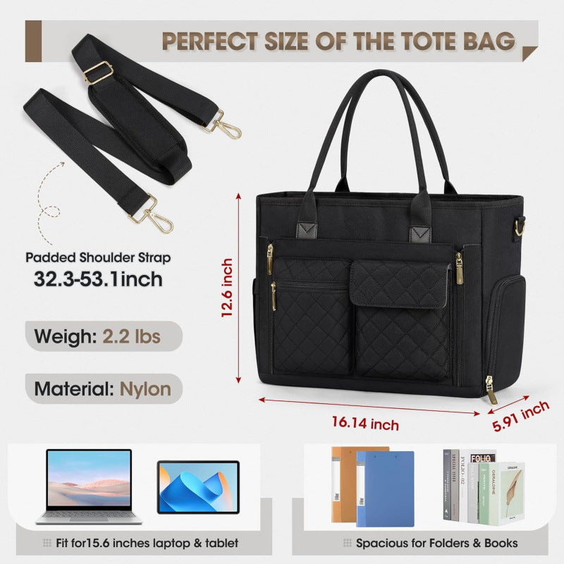 Multifunctional tote bag with structured interior layout and removable compartments Stornfield