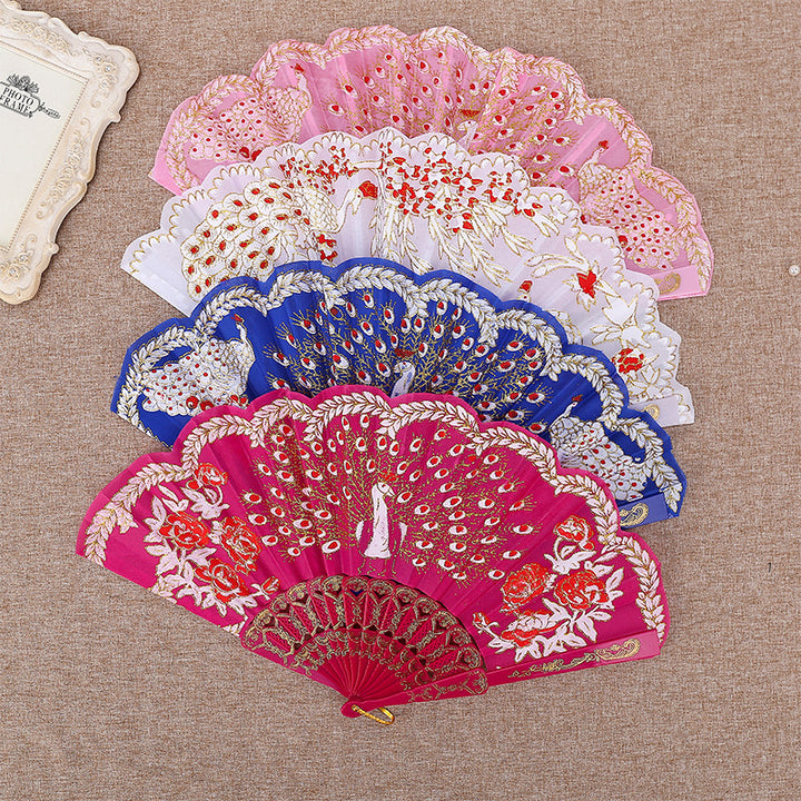 Women Folding Hand Fan with Elegant Embroidery Stornfield