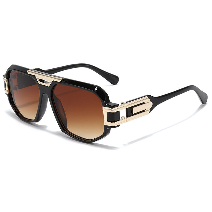 Statement Square Frame Sunglasses with Decorative Gold Accents Stornfield