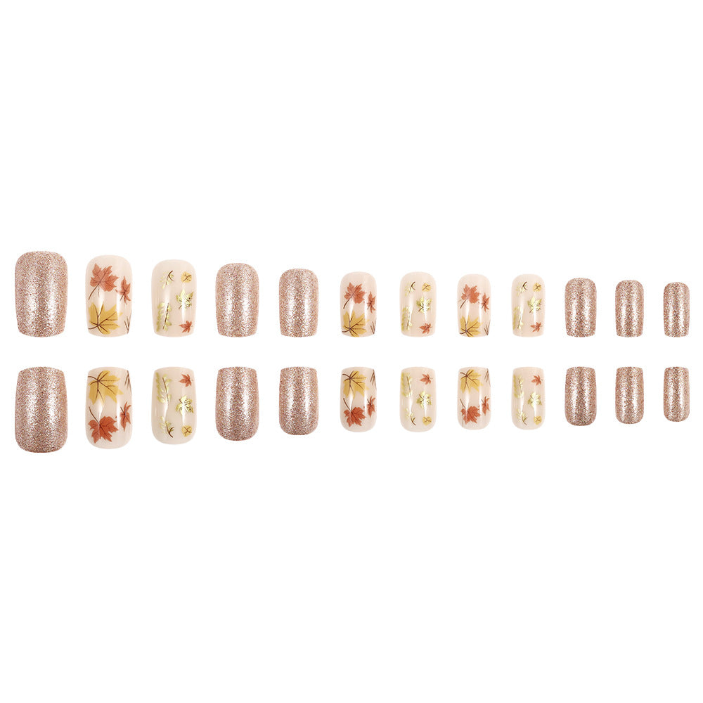 Artistic Autumn-Themed Press-On Nails Stornfield