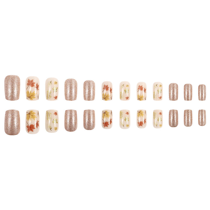 Artistic Autumn-Themed Press-On Nails Stornfield