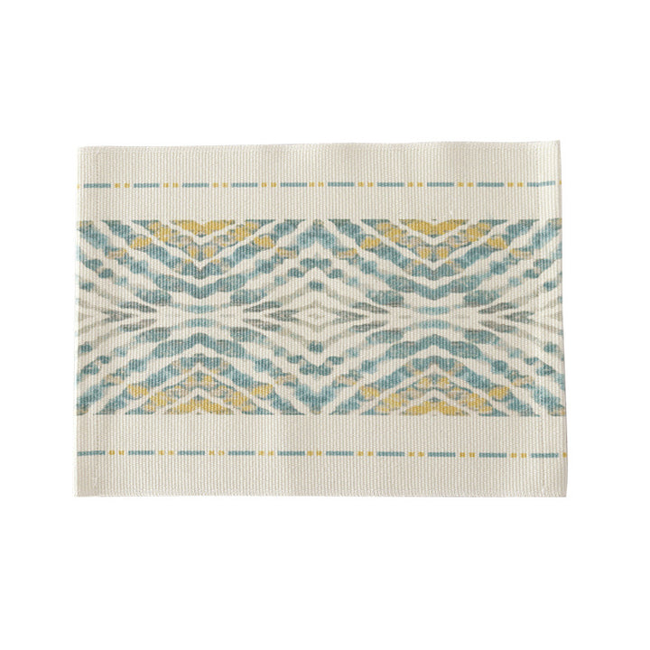 Woven rectangular table set made of cotton blend with central diamond band